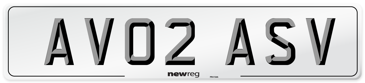 AV02 ASV Number Plate from New Reg